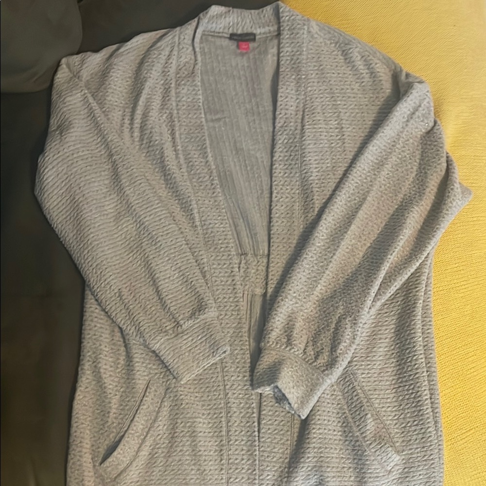 Gray Open Front Cardigan
